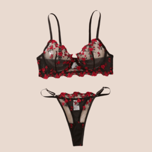 Black & Red Lace Bra Set